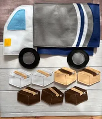 PE154★フェルト知育玩具 車 宅配便 ファスナー練習 スナップボタン練習 おままごと 療育 おもちゃ ハンドメイド