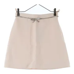 miumiu (ミュウミュウ) 19SS ラインストーン ビジュー装飾リボン ビスコース ミニスカート ピンク レディース MGI1294