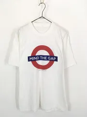 古着 90s London Regional Transport 「MIND THE GAP」 ロンドン 標識 ロゴ Tシャツ M位 古着 