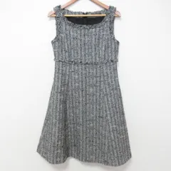 美品 FOXEY フォクシー Dress Tweed ノースリーブ ツイードワンピース 39220 サイズ40 ブラック×ホワイト レディース 古着 中古 USED