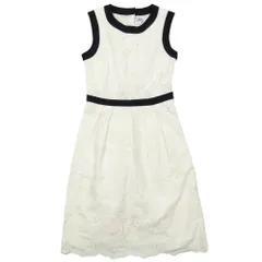 良品 milly ミリー ノースリーブ ワンピース 膝丈 タック ボタニカル 花柄 フラワー レース ドレス 白 ホワイト レディース 古着 中古 USED