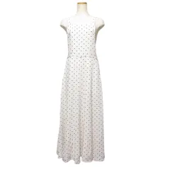 美品 23AW Grace Class グレースクラス トリアセ ドット ジャンパースカート ロング丈 ワンピース 36 ホワイト ブラック レディース 古着 中古 USED