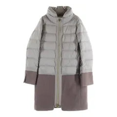 HERNO (ヘルノ) ウール切り替え スタンドカラー ジップアップ ダウン ロング ジャケット コート ベージュ レディース PI0684D-39601-2700