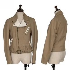 ワイズ×ショットY's × Schott レザー切替コットンライダースジャケット ベージュ白M