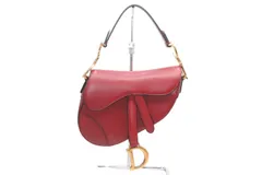 極美品 CHRISTIAN DIOR クリスチャンディオール ワンショルダーバッグ サドルバッグ 09-MA-0119 イタリア製 レザー ボルドー ゴールド金具 中古 4b012464