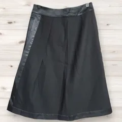 B1388 アマカ AMACA ひざ丈 台形スカート (38) 黒 無地 ウール