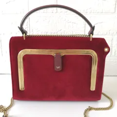 美品　アニヤ・ハインドマーチ　 ポストボックス　2way ハンドバッグ　ショルダーバッグ　ベロア　ボルドー　282