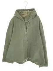 古着 40s 米軍 USN N-2 WET WEATHER PARKA ミリタリー ゴム引き コットン レースアップ レイン パーカー L のサムネイル