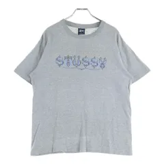 STUSSY (ステューシー) 90s OLD STUSSY 紺タグ ロゴプリント クルーネック半袖Tシャツカットソー グレー