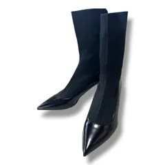 未使用 タグ付き ZARA ザラ ソックスパンプス ニットブーツ ソックスブーツ パンプス ハイヒール ヒールショートブーツ レディース サイズ24 ブラック 春 久喜倉庫店 26 No.K 1431