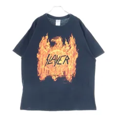 NO BRAND (ノーブランド) SLAYER スレイヤー 両面プリント クルーネック半袖Tシャツ ブラック
