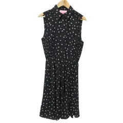 美品 kate spade new york ケイトスペード 小花柄 ノースリーブ 膝丈 ワンピース 0 ブラック レディース 古着 中古 USED
