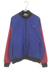 古着 90s NIKE レッド×ブルー 両面 スウォッシュ 刺しゅう ナイロン ジャケット L 古着 