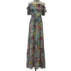 美品 Alice+olivia アリスオリビア シルクブレンド フローラルプリント オフショルダードレス ワンピース 6 マルチカラー レディース 古着 中古 USED