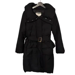  PLST（プラステ）ロングダウンコート 襟ボリューム ベルト付き スタイルアップ ブラック【DD138】