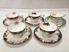 【美品】HOYA　Bone China　JAPAN　カップ＆ソーサー　３柄　５客