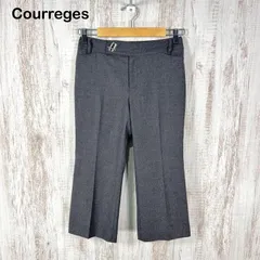 Courreges クレージュ センタープレス ウール クロップド スラックスパンツ グレー