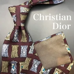 【美品】Christian Dior ネクタイ パープル 紫 格子柄 四角