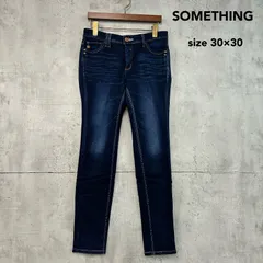 美品 SOMETHING サムシング EDWIN エドウィン インディゴブルー SW200 NEO JEAN テーパード スキニー デニム パンツ ジーンズ ストレッチ 暖パン 裏地チェック 30×30 M Lサイズ 綿 コットン ★ ■■