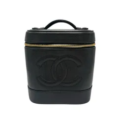 シャネル CHANEL ハンドバッグ ココマーク バニティバッグ コスメポーチ ゴールド金具 マットキャビアスキン ブラック レディース
