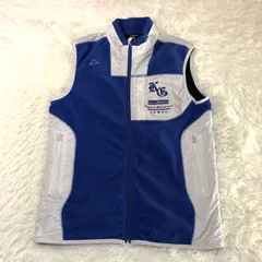 【Kappa】ナイロン×フリースベスト／ メンズ LLサイズ ブルー ジップアップ 切替デザイン 美品
