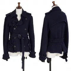 トリココムデギャルソンtricot COMME des GARCONSウール縮絨ニットダブルジャケット 紺M