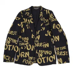 コムデギャルソンオムプリュスCOMME des GARCONS HOMME PLUS ラメプリント１Bウールギャバジャケット 紺金S