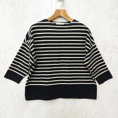 AMERICAN HOLIC アメリカンホリック ボーダートップス プルオーバー オーバーサイズ カジュアル ブラック ホワイト Mサイズ ◎_〇□