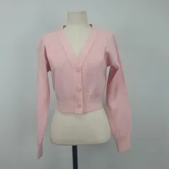 1138 GU ピンク クロップド ニット カーディガン
