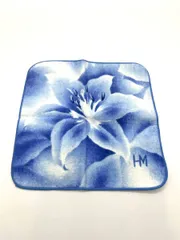 【未使用品】HANAE MORI ハナエモリ ハンドタオル ミニタオル ハンカチ ブルー系 花柄 フラワー コットン 綿100％ W21.5 H21.5