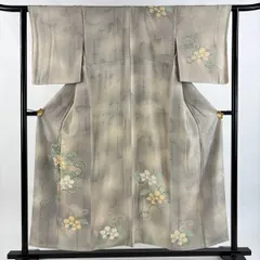 【在庫一掃】 付下げ 身丈153.5cm 裄丈62cm S 袷 花唐草 金彩 ぼかし 灰茶 正絹 秀品 【中古】