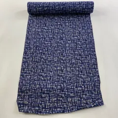 【在庫一掃】 反物 優品 小紋 幾何学 紺色 綿 【中古】