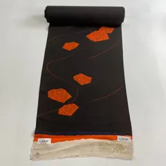【在庫一掃】 反物 優品 羽尺 羽織 和装コート 花唐草 組紐 焦茶色 正絹 【中古】