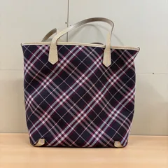 ◎ BURBERRY バーバリー チェック柄 トートバッグ ハンドバッグ ナイロン×レザー レディース