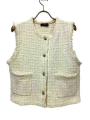 【中古】UNITED ARROWS GREEN LABEL RELAXING ユナイテッドアローズグリーンレーベルリラクシング トップス ツイードベスト ホワイト  レディース＿S23＿セルモアから出品＿s-0795-r23