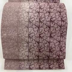 【在庫一掃】 【美品】 袋帯 名品 幾何学 小豆色 全通 正絹 【中古】