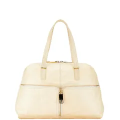 フェンディ ズッカ アンジップド トートバッグ ショルダーバッグ 8BR623 ベージュ レザー レディース FENDI【214-61995】