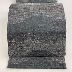 【在庫一掃】 【美品】 袋帯 名品 幾何学 墨色 六通 正絹 【中古】