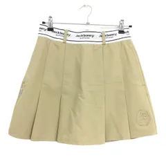 【新品】ジャックバニー ストレッチプリーツスカート ベージュ×白 UVカット  レディース 2(L) ゴルフウェア 2025年モデル Jack Bunny