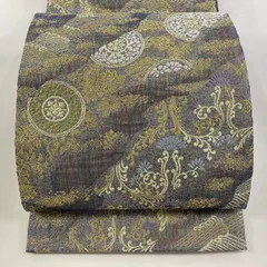 【在庫一掃】 【美品】 袋帯 秀品 花唐草 波 金糸 灰紫 六通 正絹 【中古】
