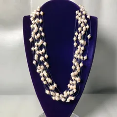 WINK PEARL 貝パール ネックレス SILVER留め具 全長約410mm ワイヤー編み ケース付き ホワイト 白 シルバー 結婚式 入学式 卒業式 パーティー レディースアクセサリー■S226