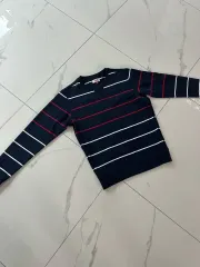 トミーヒルフィガー ストライプ 長袖Tシャツ ネイビー