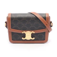 セリーヌ CELINE ショルダーバッグ ティーン トリオンフ ブラック/ブラウン PVCコーティングキャンバス レザー ティーン トリオンフ バッグ レディース Used A