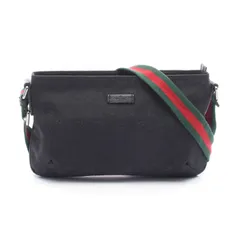 グッチ GUCCI ショルダーバッグ シェリーライン GGキャンバス 189749 ブラック キャンバス レザー ショルダーバッグ レディース Used A