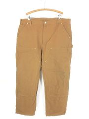 古着 10s USA製 Carhartt BRN ブラウン ダック Wニー ワーク ペインター パンツ W43 L31 古着 