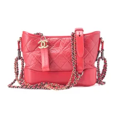 CHANEL　シャネル　チェーンショルダーバッグ　マトラッセ　ガブリエルドゥ　ヴィンテージカーフ　赤　 シルバー×ゴールド金具 レディース【中古】【送料無料】【SS】