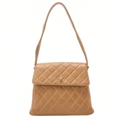 CHANEL シャネル　ワンショルダーバック　マトラッセ　ターンロック　シングルフラップ　ラムスキン　 ベージュ（ゴールド金具） レディーストートバック ハイブランド【中古】【送料無料】