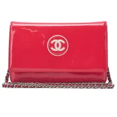 CHANEL シャネル　ラムスキン×エナメル　ココマーク　チェーンウォレット　ピンク　（シルバー金具）　レディースウォレット 折財布 レディース財布  【中古】【送料無料】