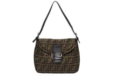 FENDI フェンディ マンマバケット ワンショルダーバッグ ズッカ柄 ブラウン キャンバス レザー シルバー金具 美品 中古 4b008283