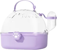ARESACHI ハムスターケージ ハムスターキャリー 給水 外出 病院 おでかけ キャリーケース (パープル,  中型)のサムネイル